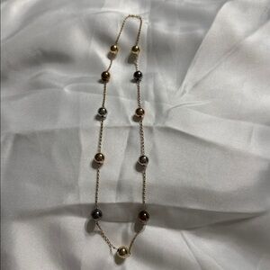 14K Tri Color Ball Necklace